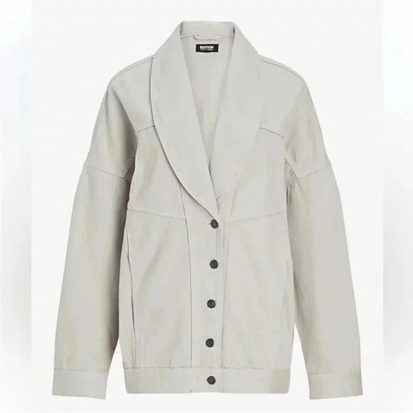 NWT Express x Simon Spurr Oversized Stone Denim Jacket Women’s Sz M - Picture 3 of 12